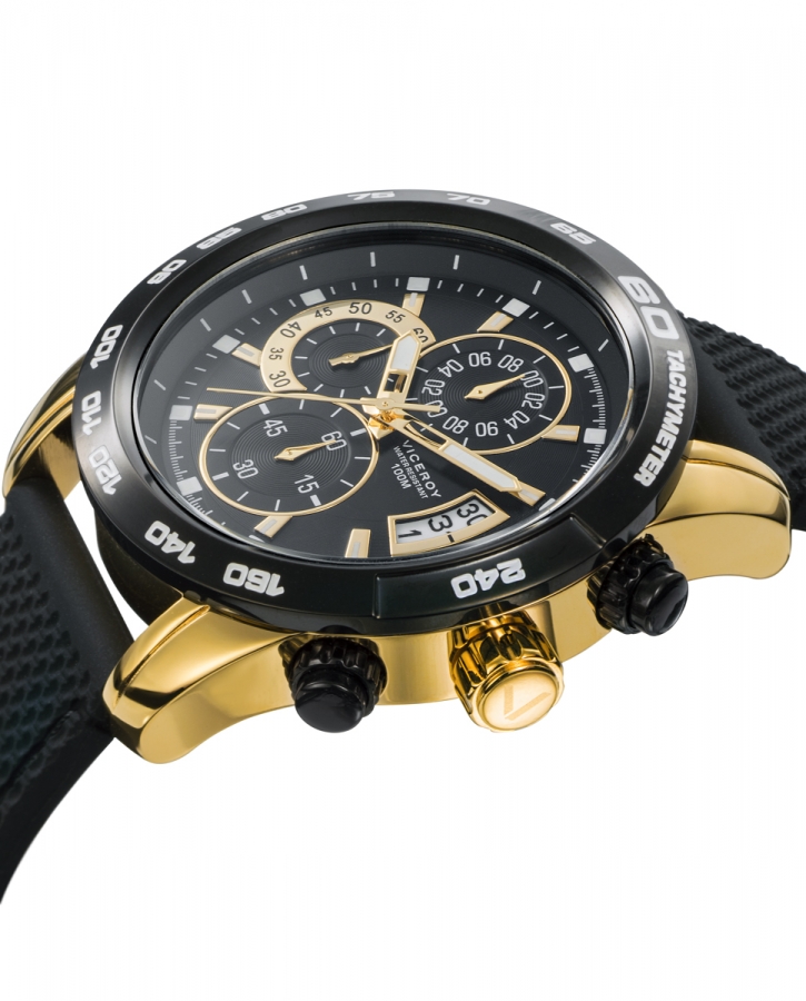 Viceroy Uomo 40421-57: Orologio Sportivo Con Cinturino In Silicone Nero E Dettagli Rossi, Quadrante Nero 45mm