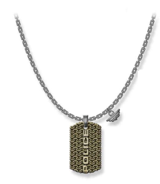 POLICE JEWELS ENGAWA NECKLACE SILVER SS GOLD PENDANT PJ.26565PSQG-03