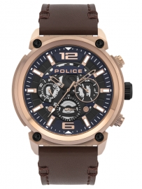 RELOJ POLICE ARMOR MULTIF BLUE DIAL BROWN LEATHER STR PL.14378JSR-03