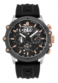 RELOJ POLICE LUANG CHRONO 48MM GREY DIAL BLACK SILICO PL.16018JSTU-13P