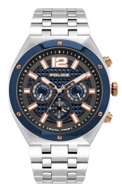 RELOJ POLICE KEDIRI DUAL TIME BLUE & RG DIAL SS BAND PL.15995JSTBL-61M