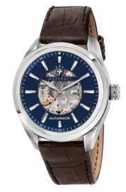RELOJ MASERATI TRAGUARDO 45MM AUTO BLUE DIAL STR BROWN R8821112005