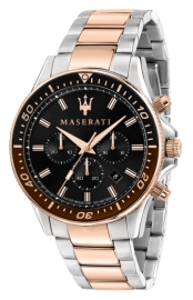 RELOJ MASERATI SFIDA 44MM CHR BLACK DIAL BR SS+RG R8873640009