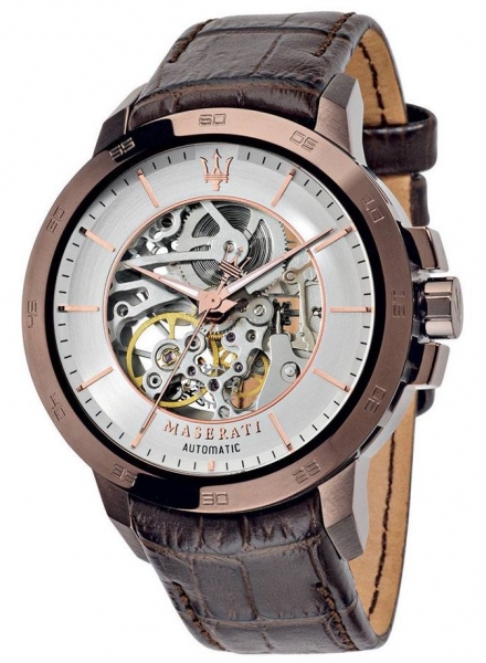 MASERATI INGEGNO AUTO 44MM W/SILVER DIAL BROWN S R8821119003