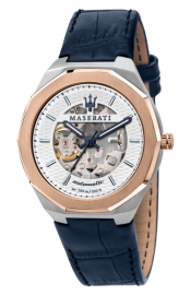 RELOJ MASERATI STILE 42MM AUTO W/SILVER DIAL BLUE ST R8821142001