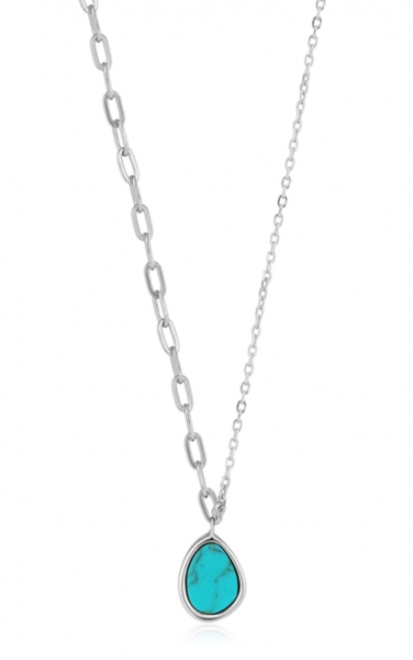 Ania Haie Orecchini Pendente Donna Turning Tides - Argento 925 E Turchese, Chiusura A Leva