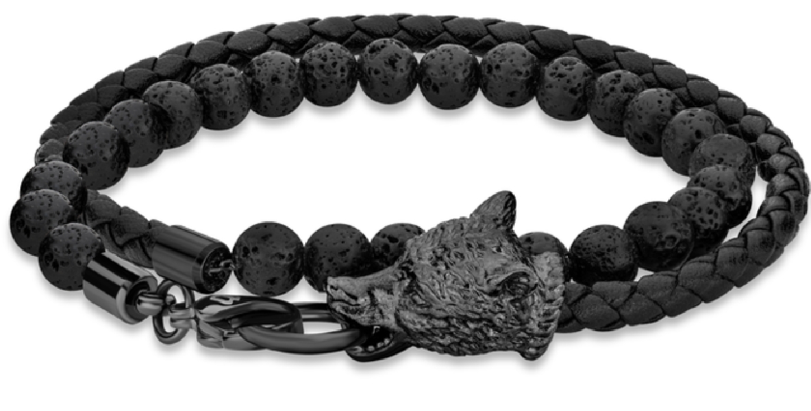 POLICE JEWELS SAVAGE ANIMALIA BRACELET BLACK LEATHER PEAGB2119903