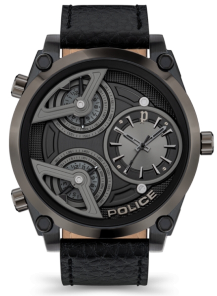 POLICE WING 3H BLACK DIAL / BLACK LEATHER PEWJA2117942