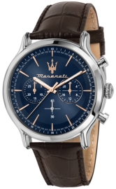 RELOJ MASERATI EPOCA 42MM CHR BLUE DIAL BROWN ST R8871618014