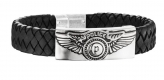 POLICE JEWELS FREEDOM BR.SS MAGNET B. BLK WEAVE SIZE L S14AIC01B