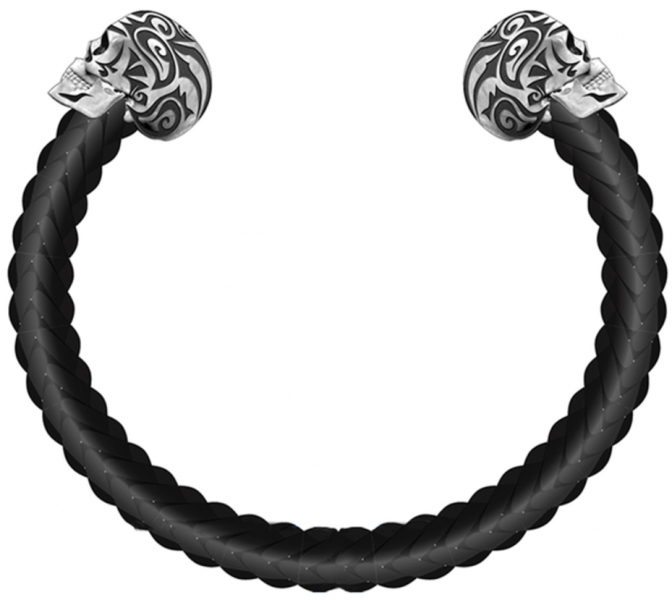 POLICE JEWELS TRIBAL EDGE BANGLE SKULL BLACK LEATHER PEAGG2120201