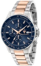 RELOJ MASERATI SFIDA 44MM CHR BLUE DIAL BR SS+RG R8873640012