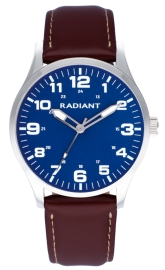 RELOJ HENNIKER 42MM BLUE DIAL BROWN STRAP