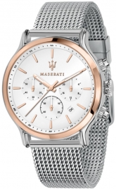 RELOJ MASERATI EPOCA EXT 42MM CHR W/SILVER DIAL MESH SS R8873618009