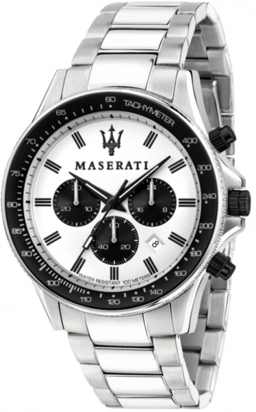 MASERATI SFIDA 44MM CHR WHITE DIAL BR SS R8873640003