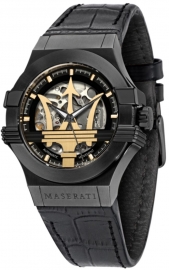 RELOJ MASERATI POTENZA AUTO 42MM BLK DIAL BLK ST YG PVD R8821108027