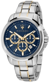 RELOJ MASERATI SUCCESSO 44MM CHR BLUE DIAL BR SS+YG R8873621016