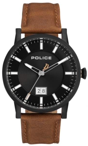 POLICE COLLIN 3H BLACK DIAL BROWN STRAP PL.15404JSB-02A