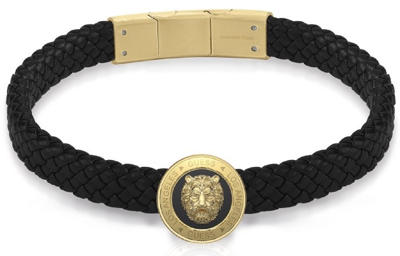Bracciale Uomo GUESS Lion King In Pelle E Oro – JUMB03013JWYGT-U